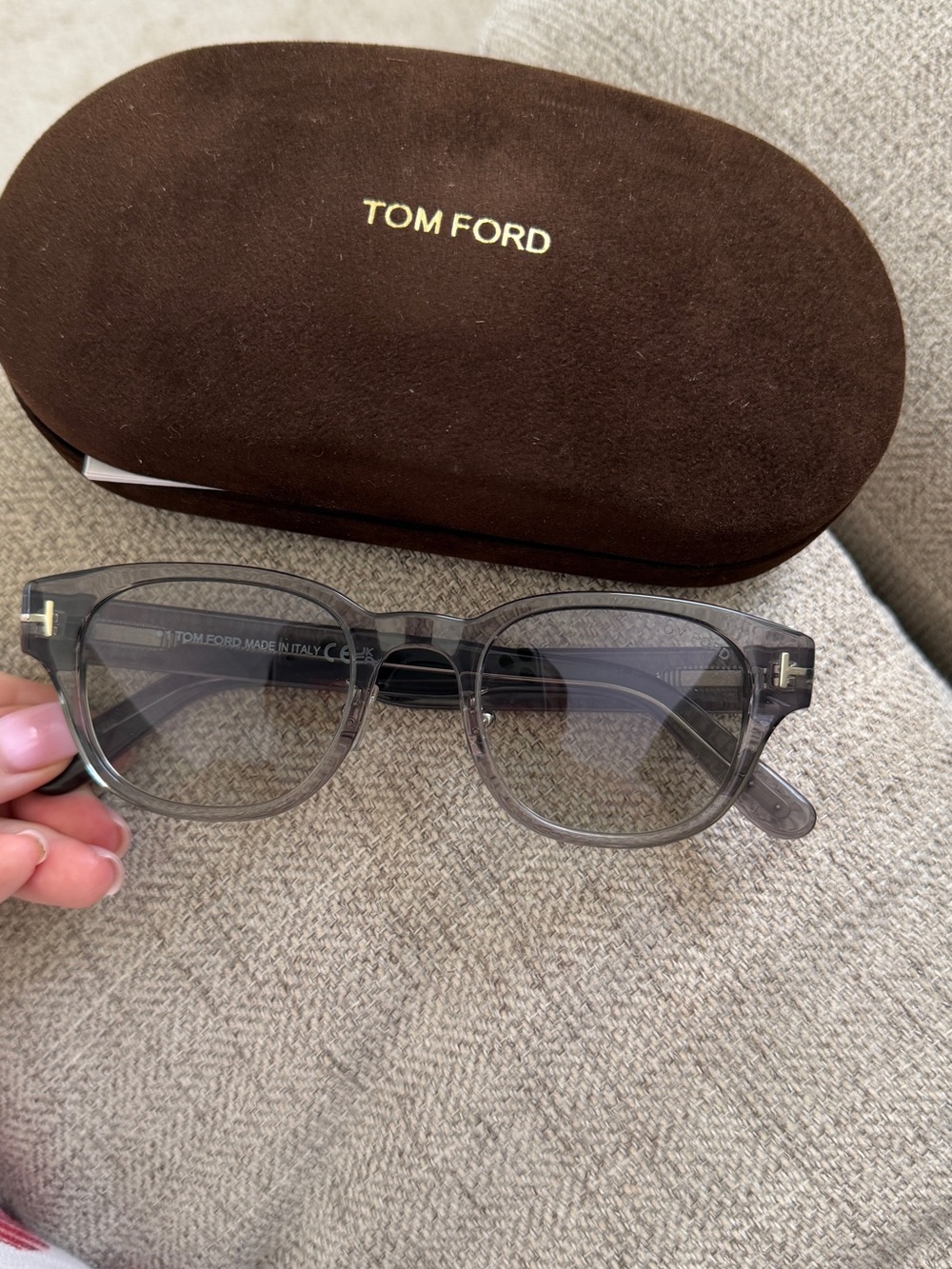 Tom Ford Brown Sunglass Case with Polishing Cloth